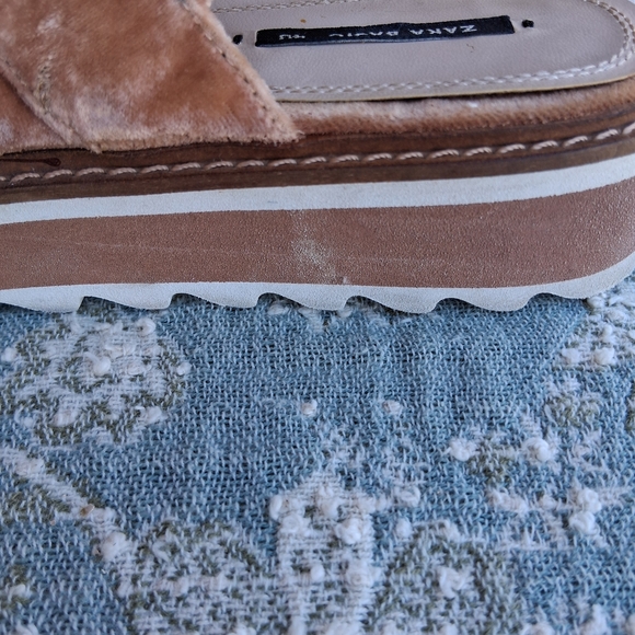 Zara Tan Velvet Slingback Platform Shoes - Picture 13 of 15